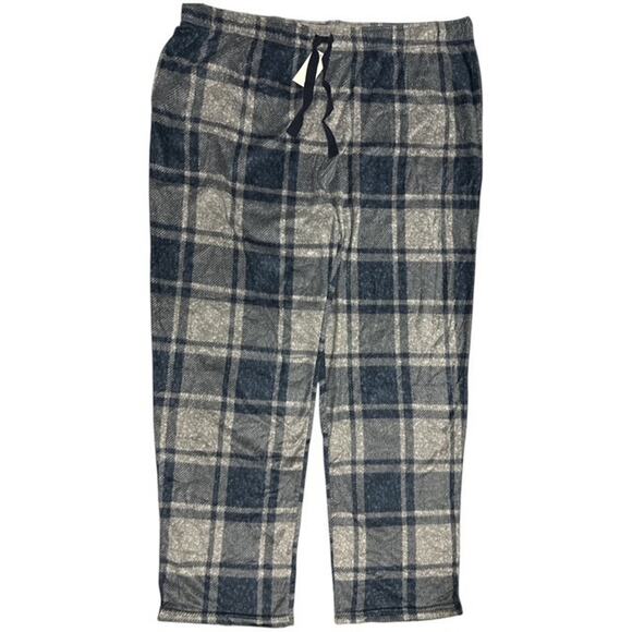Cuddl Duds 4XB Flannel Pajama Pants Blue Gray Plaid Fleece Drawstring Pockets - Picture 1 of 4